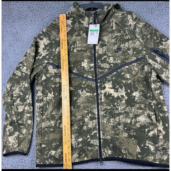 Nike Tech Windrunner Fleece Men’s Full-Zip Hoodie XL Black Olive HV5055-276 Camo - Picture 4 of 11